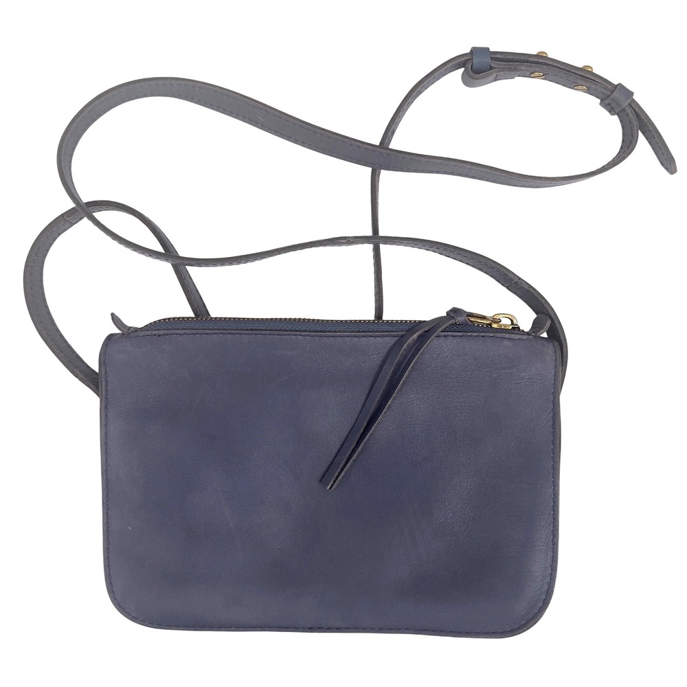 Madewell The Simple Crossbody Bag Sunfaded Indigo Blue Leather Everyday Cowgirl